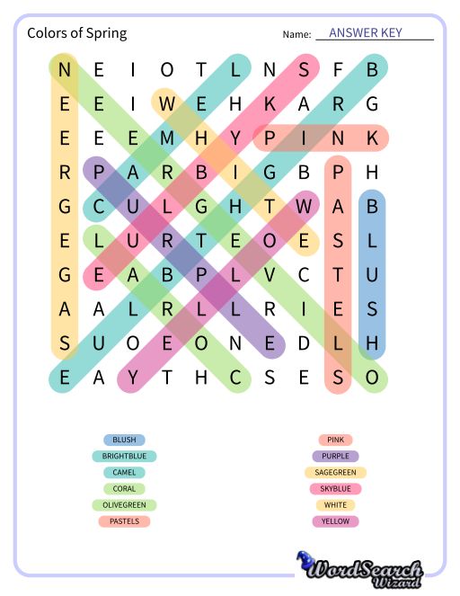 Colors of Spring Word Search Puzzle