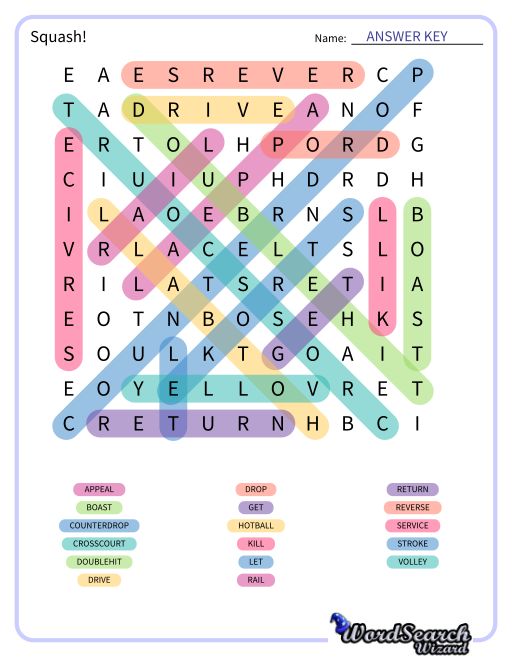 Squash! Word Search Puzzle