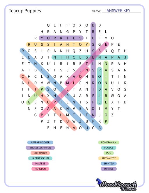 Teacup Puppies Word Search Puzzle