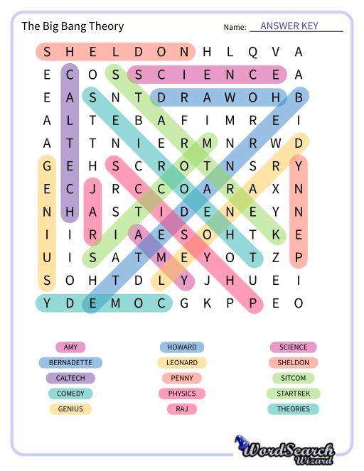 The Big Bang Theory Word Search Puzzle