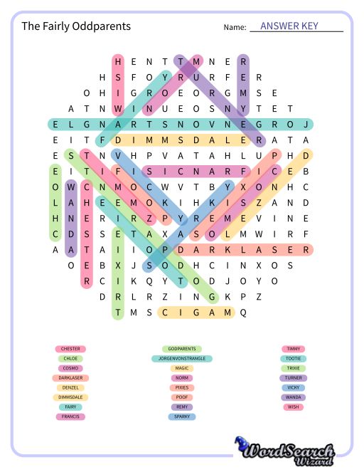 The Fairly Oddparents Word Search Puzzle
