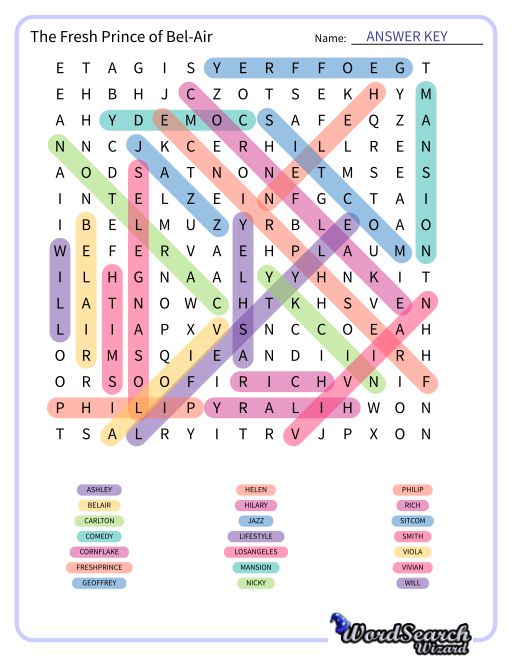 The Fresh Prince of Bel-Air Word Search Puzzle