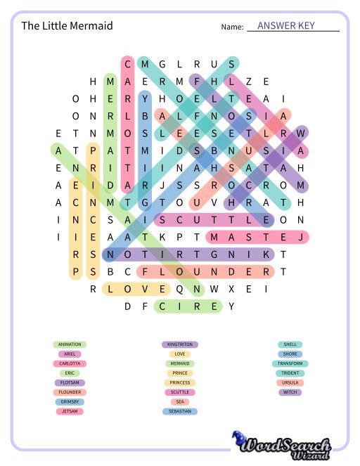 The Little Mermaid Word Search Puzzle