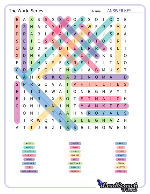 The World Series Word Search Puzzle