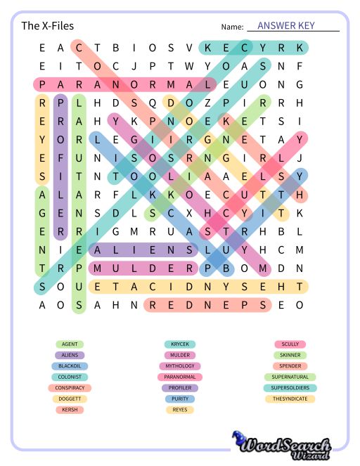 The X-Files Word Search Puzzle