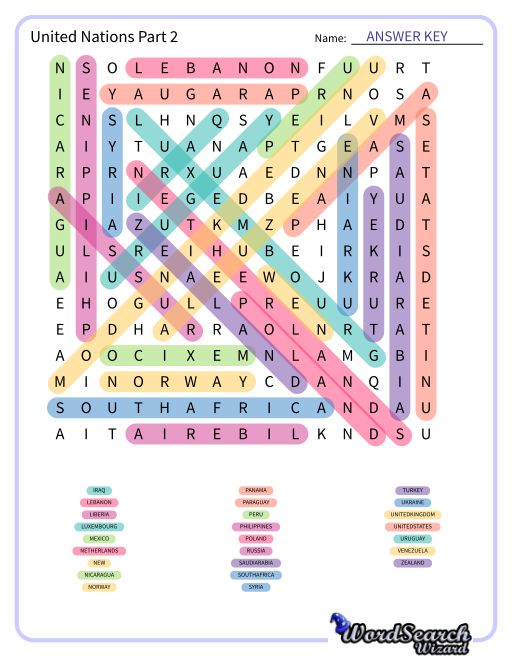 United Nations Part 2 Word Search Puzzle