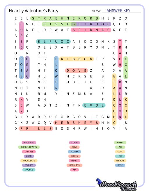 Heart-y Valentine’s Party Word Search Puzzle