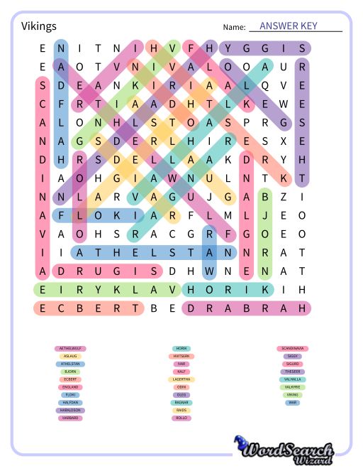 Vikings Word Search Puzzle