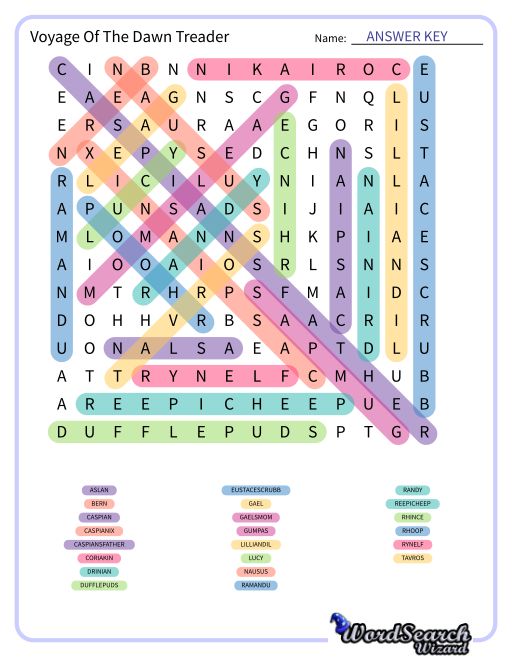 Voyage Of The Dawn Treader Word Search Puzzle