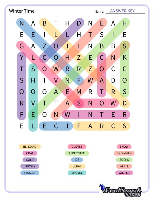 Winter Time Word Search Puzzle
