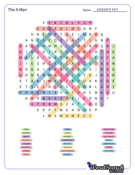 The X-Men Word Search Puzzle