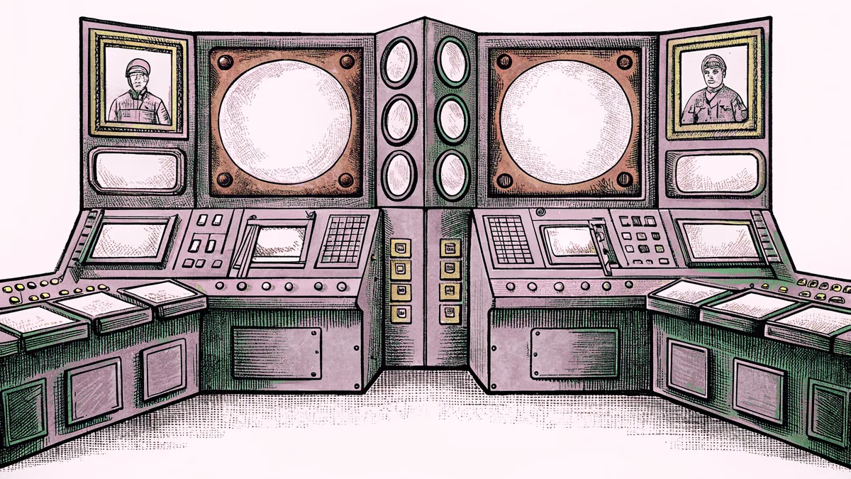 SHIELD command center with illuminated monitors and tactical equipment