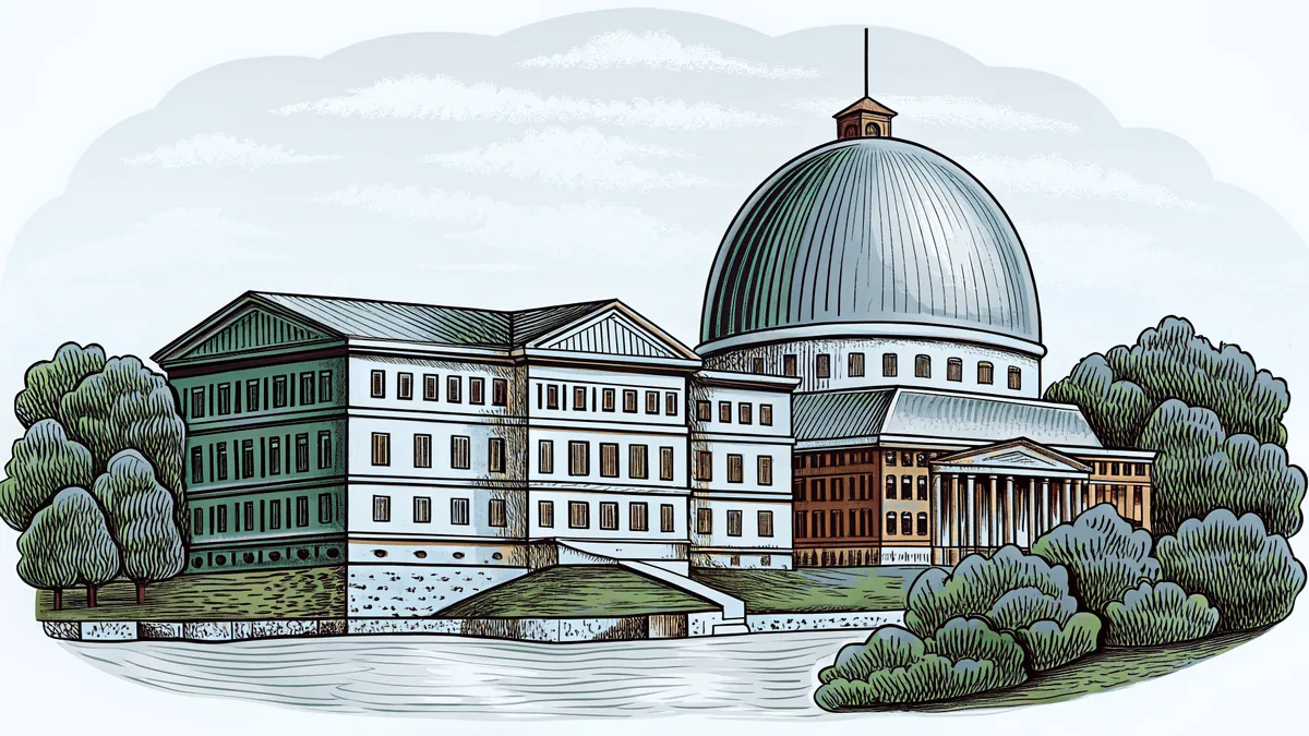 Historic Albany's colonial buildings overlook the Hudson River and verdant river valley.