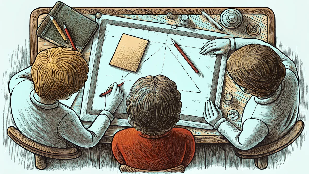 A student working through algebra problems at a desk.
