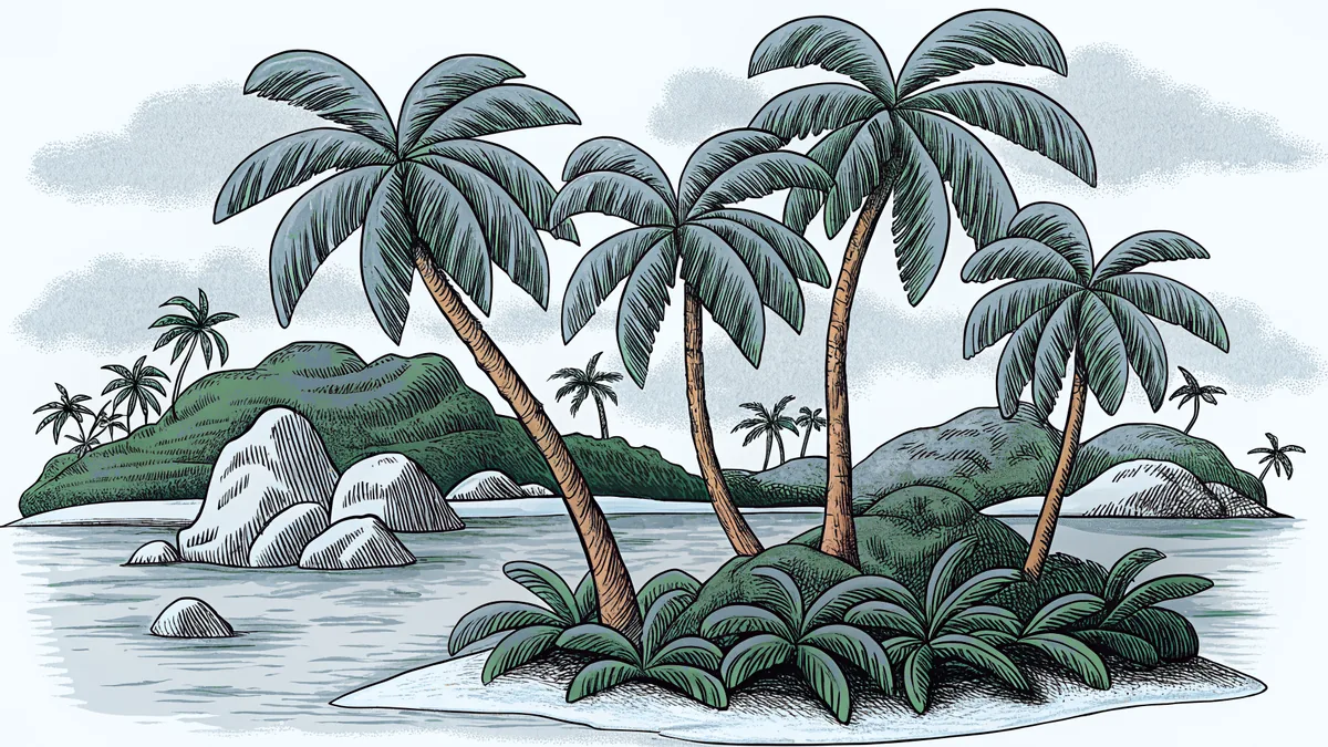 Tropical Atlantic islands with white beaches surrounded by turquoise waters