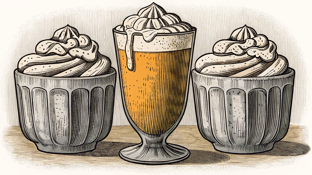 Tall glasses of lemonade and creamy ice cream floats garnished with whipped cream.