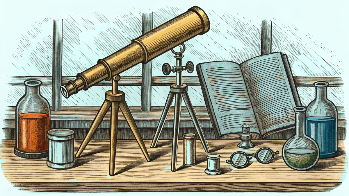 Laboratory equipment and scientific instruments displayed on a researcher's workbench with experiments in progress.