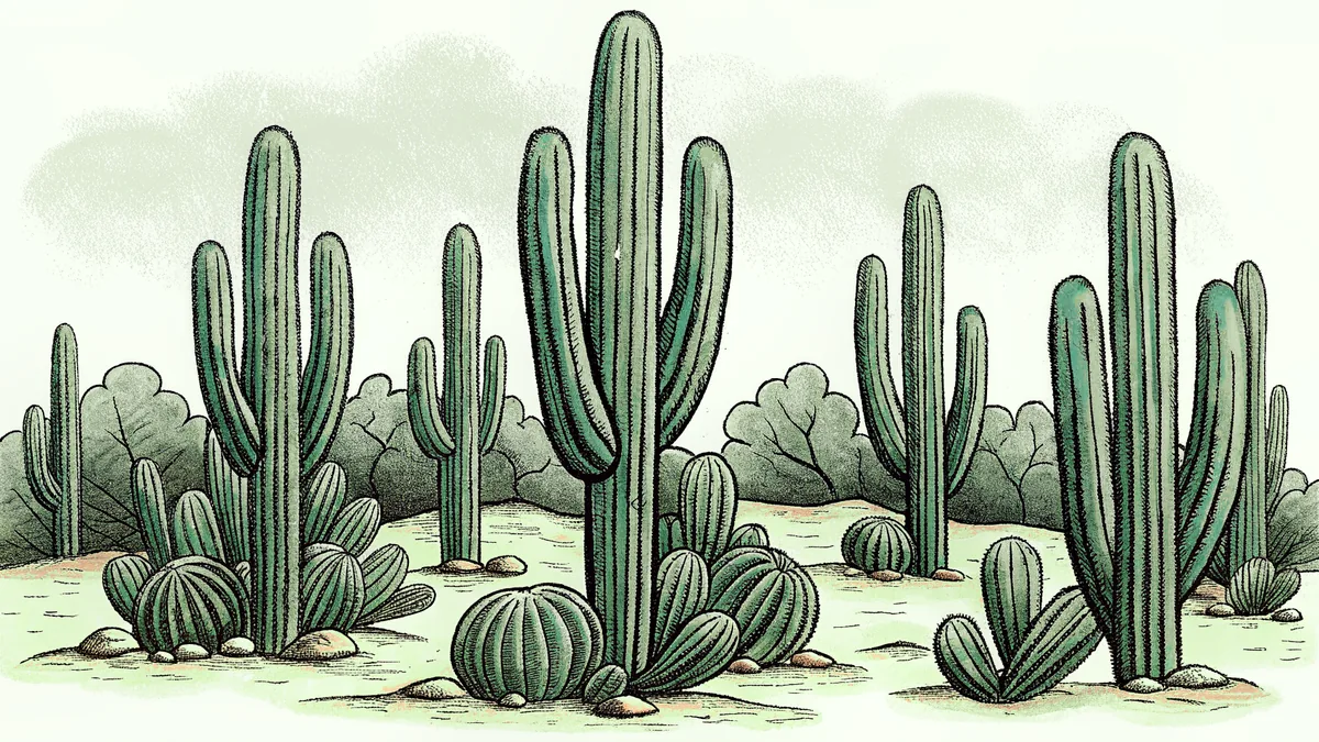 Desert cacti on sand