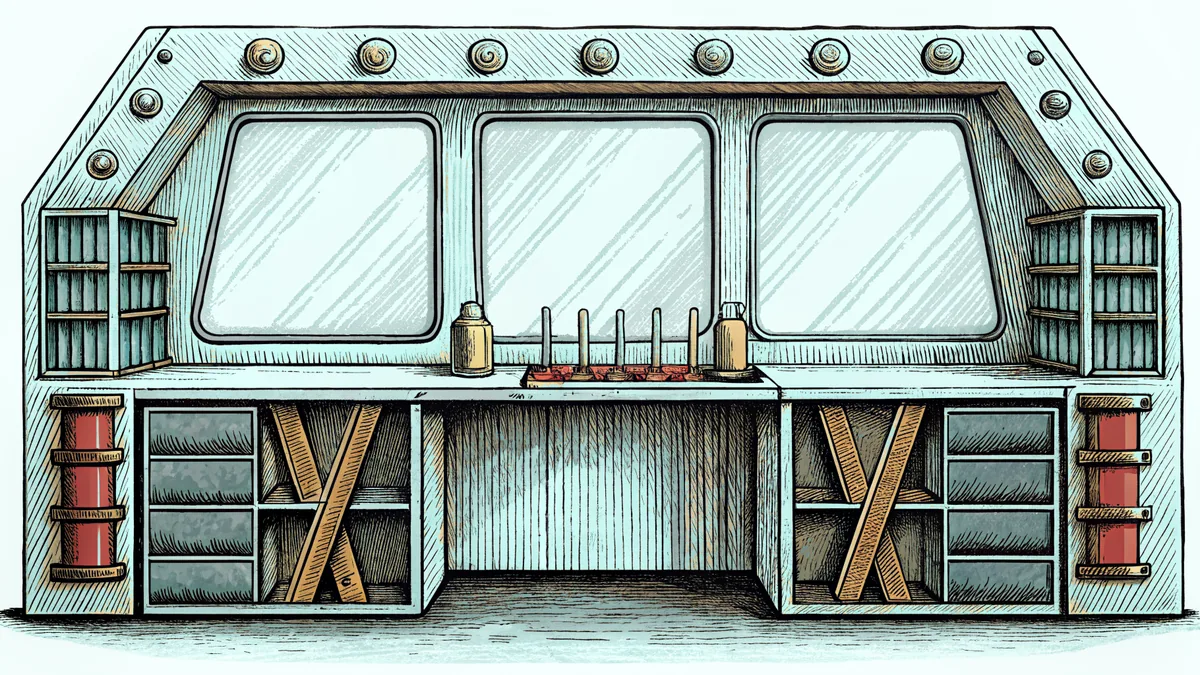 A laboratory workbench with glass beakers, copper wire, and test tubes.