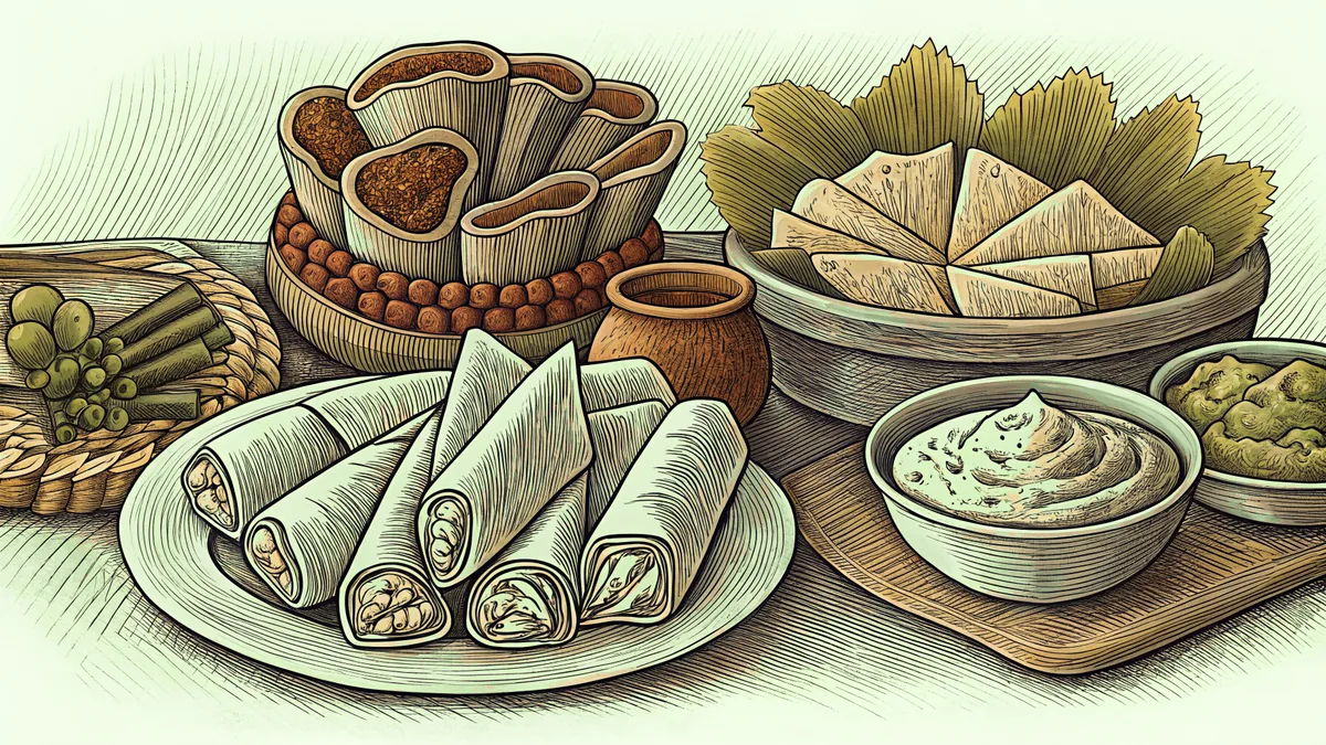 Authentic Mexican Cinco de Mayo dishes arranged on colorful pottery plates ready to serve.