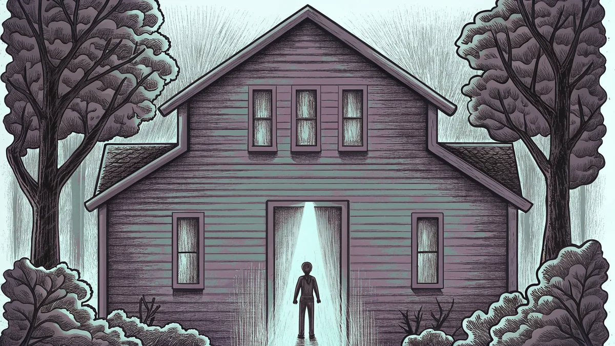 A silhouetted figure expressing anxiety amid dark, ominous surroundings.