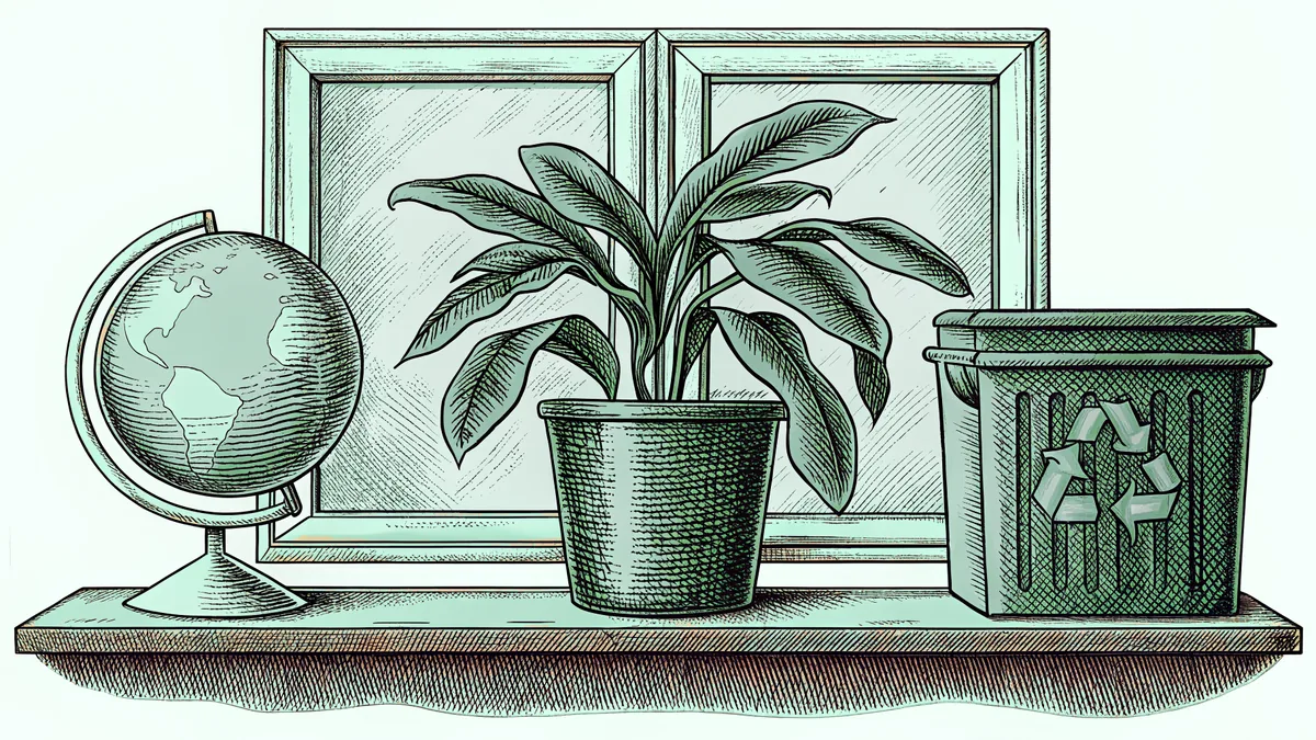 Symbols of environmental stewardship on a home surface