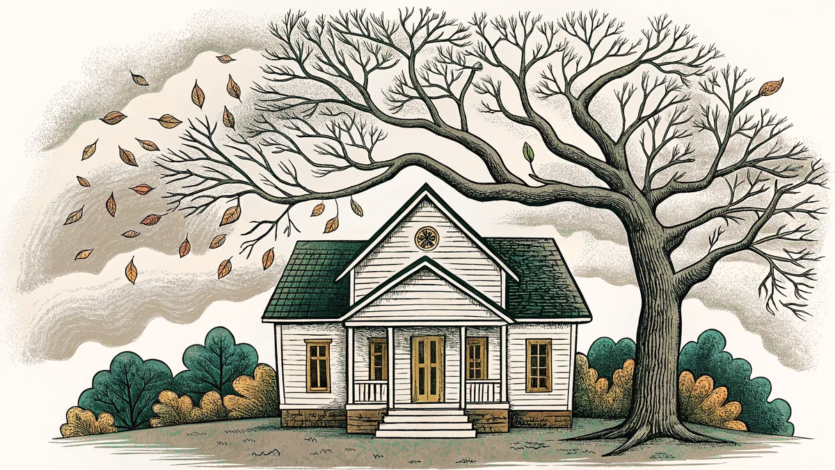 Autumn leaves in rich bronze, gold, and copper shades falling downward