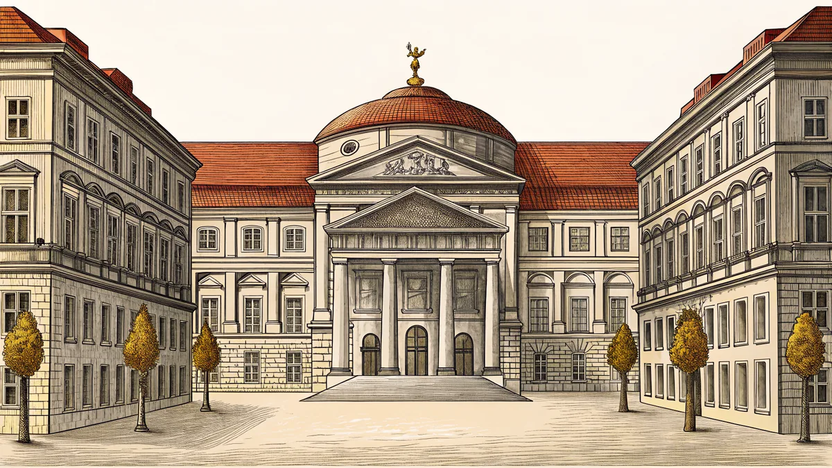 Historic European plaza with traditional architecture.