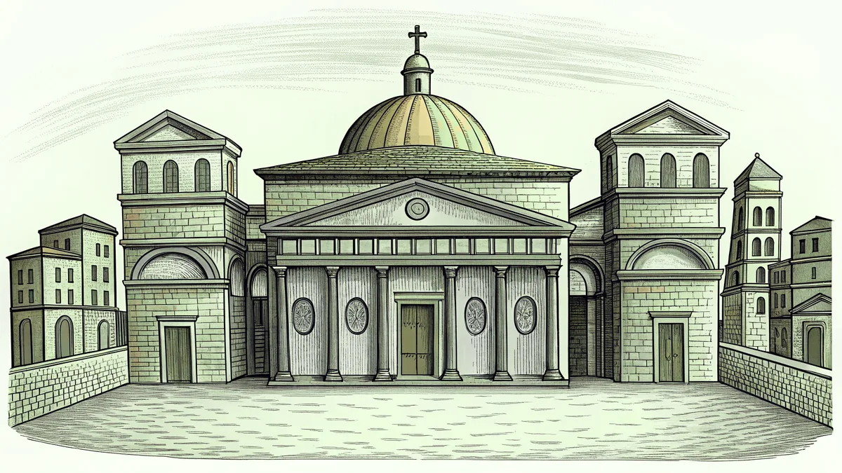 A procession of candlelit crosses processes through historic colonial architecture.
