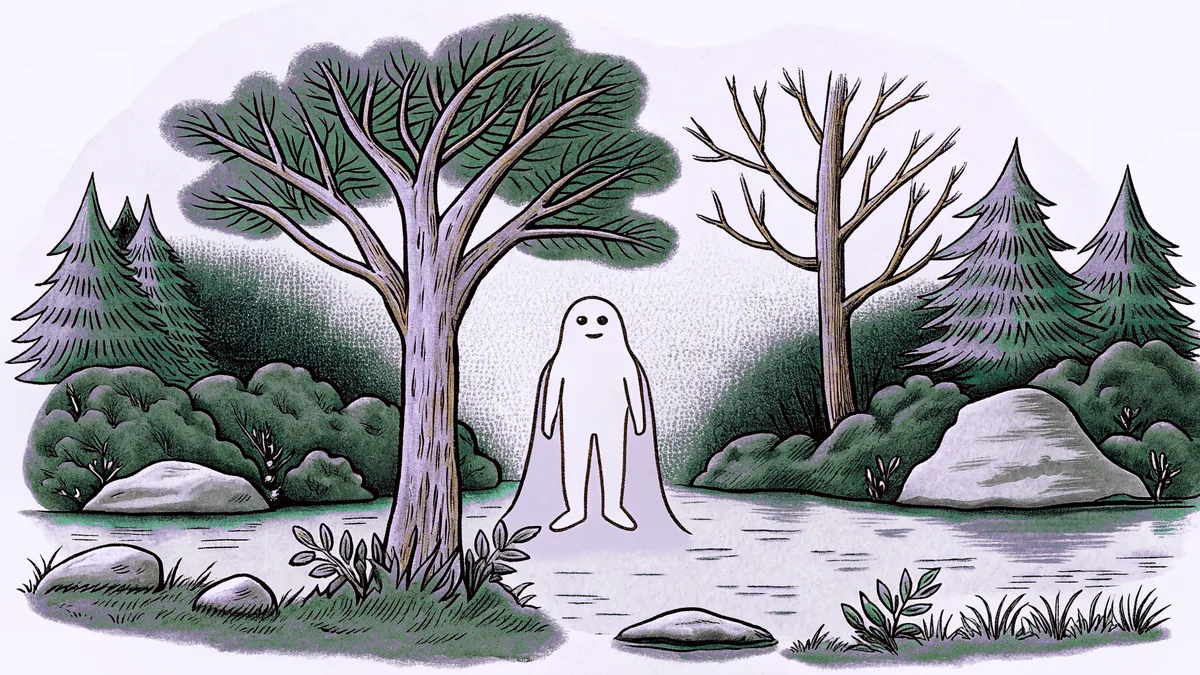 Forest spirits commune beside a pristine northern lake surrounded by old growth.