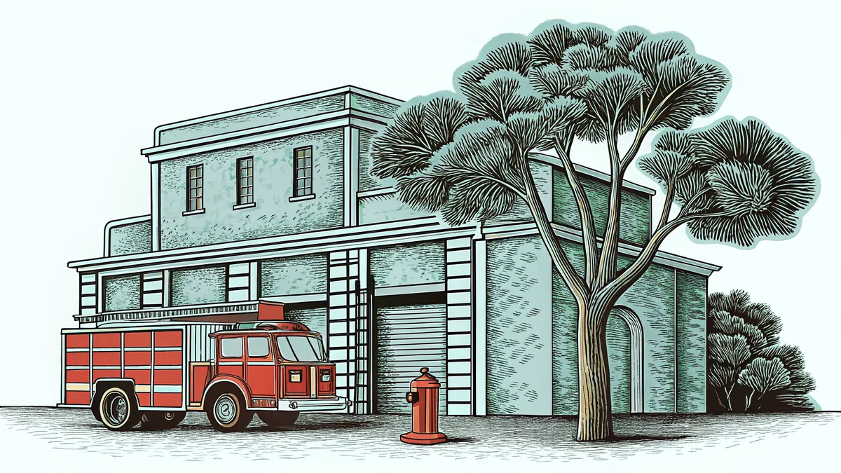 Fire station equipment and truck prepared for emergency response