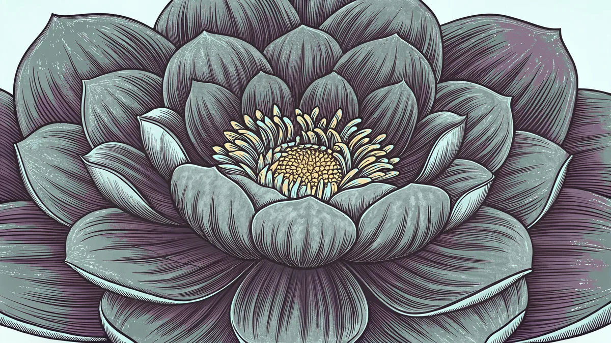 A blooming flower displays delicate petals with a golden stamen and verdant green stem.