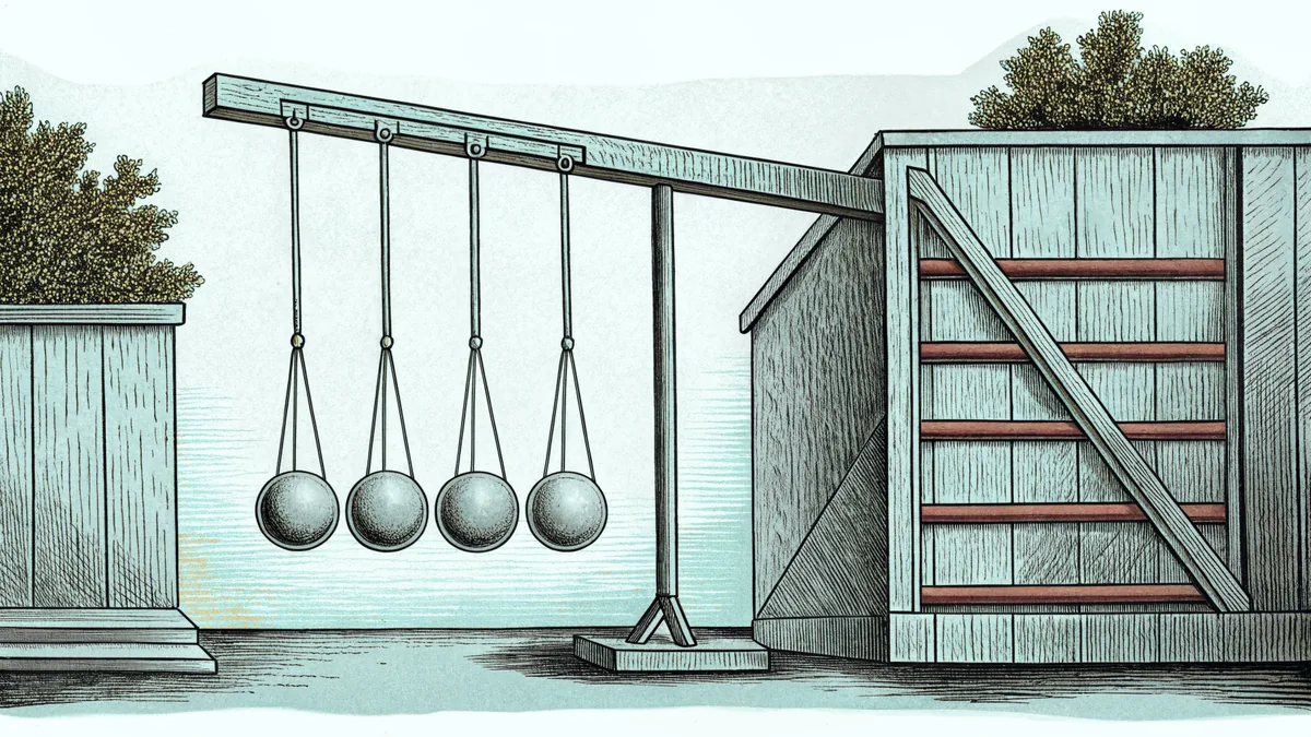 Physics demonstration equipment showing motion and forces in action.