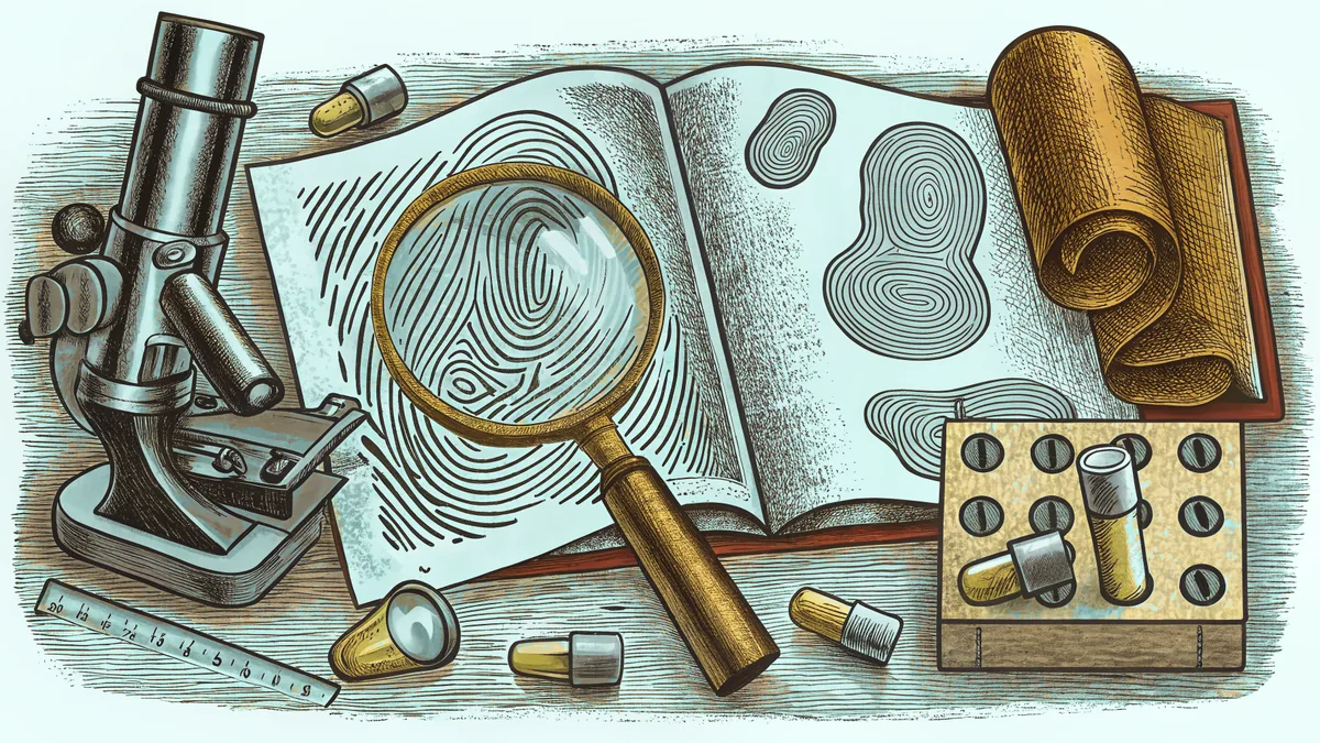 A forensic laboratory with evidence analysis equipment and samples.