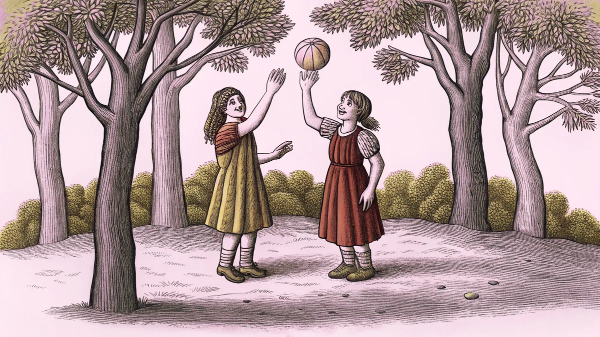 Two friends playing together outdoors, sharing a joyful moment.
