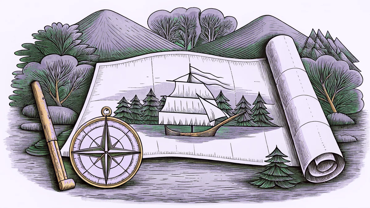 Geometric shapes and angles drawn on parchment with drafting instruments