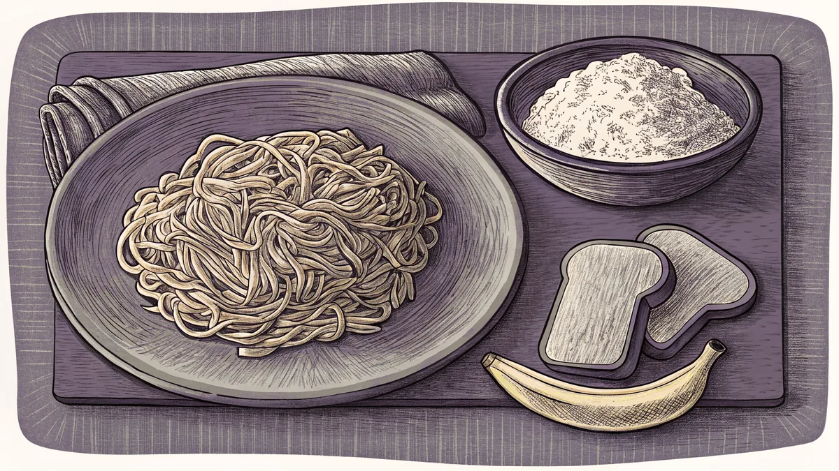 Energy-giving carbohydrates gather on a table for active living.
