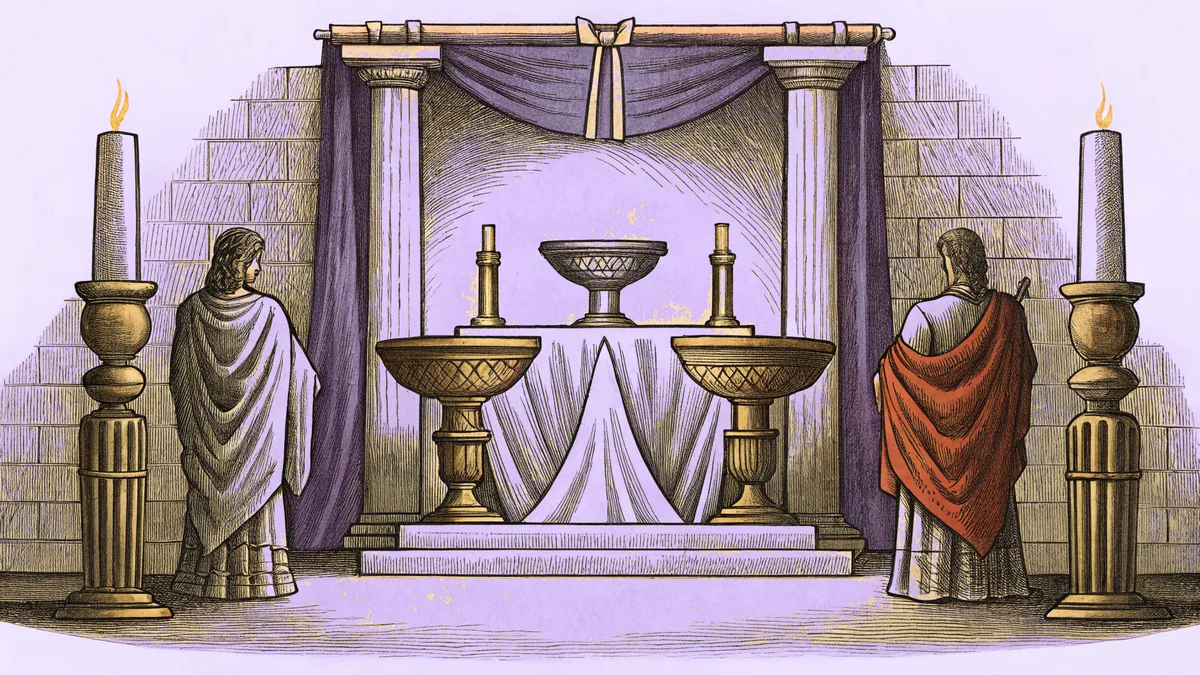 Mythological death deities from cultures worldwide shown with ritual vessels and sacred items.