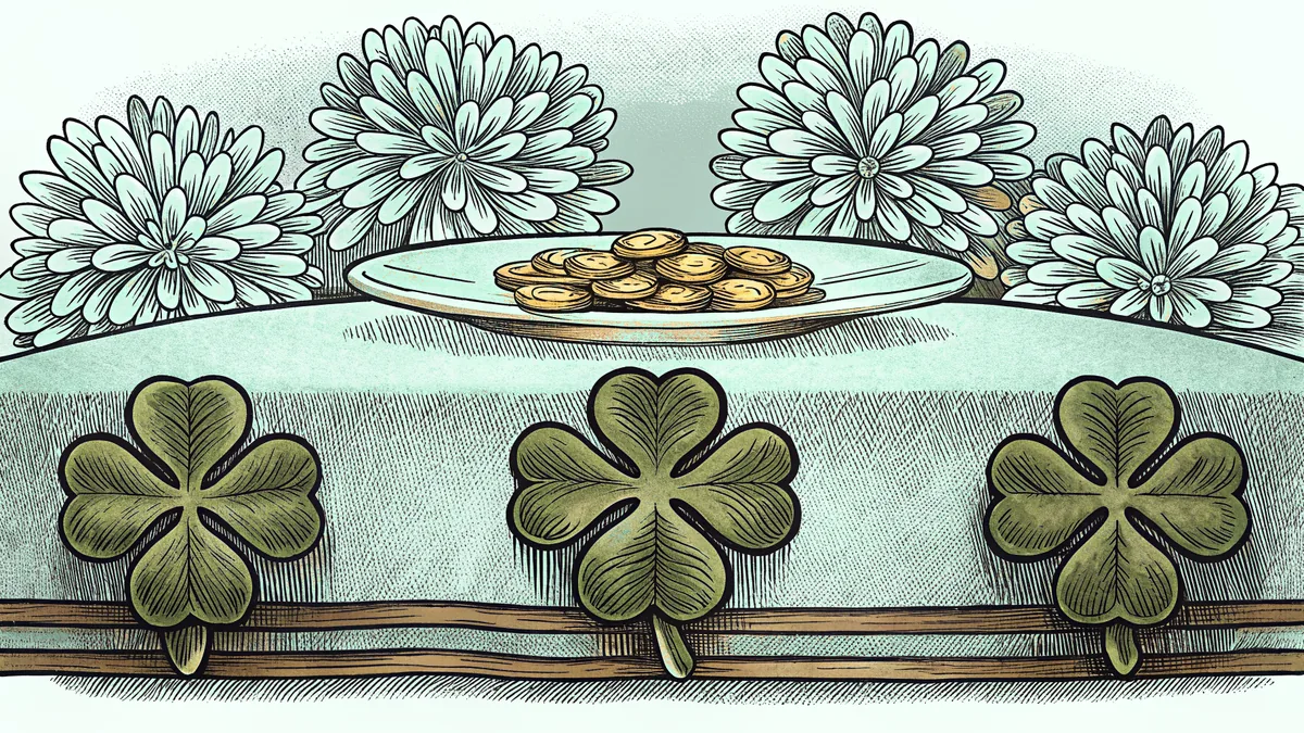 Irish feast with shamrocks and gold