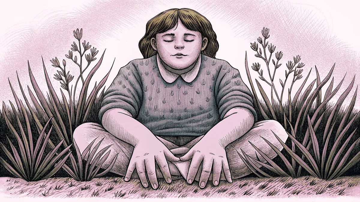 Someone grounding themselves through the senses in a peaceful natural setting.