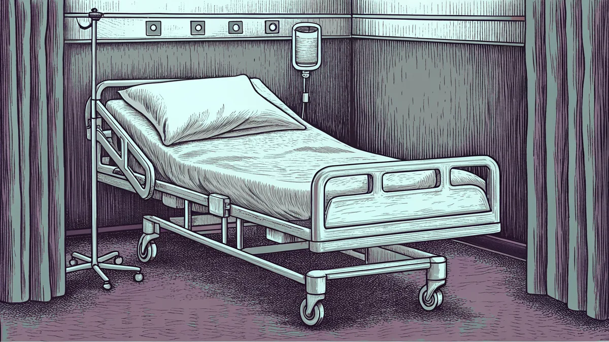 Medical equipment and care essentials in a hospital room