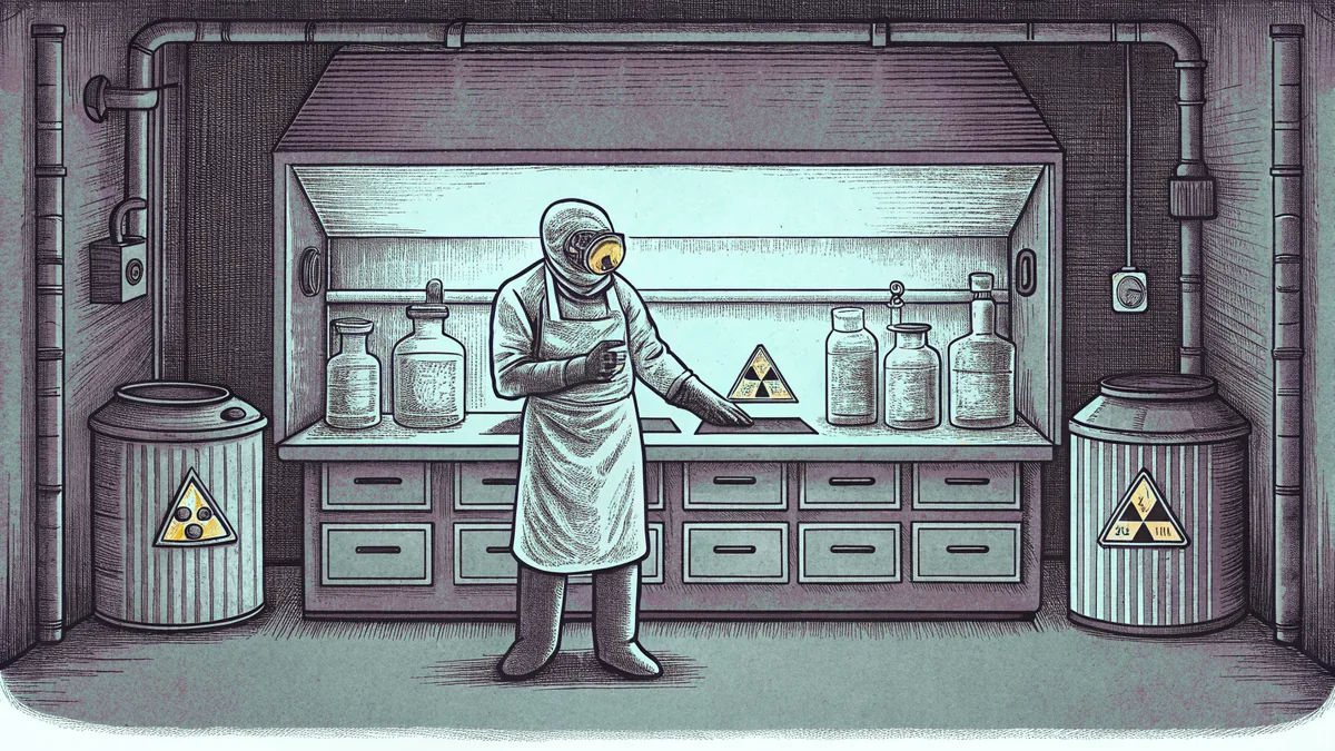 A laboratory showing safety equipment and protective gear.