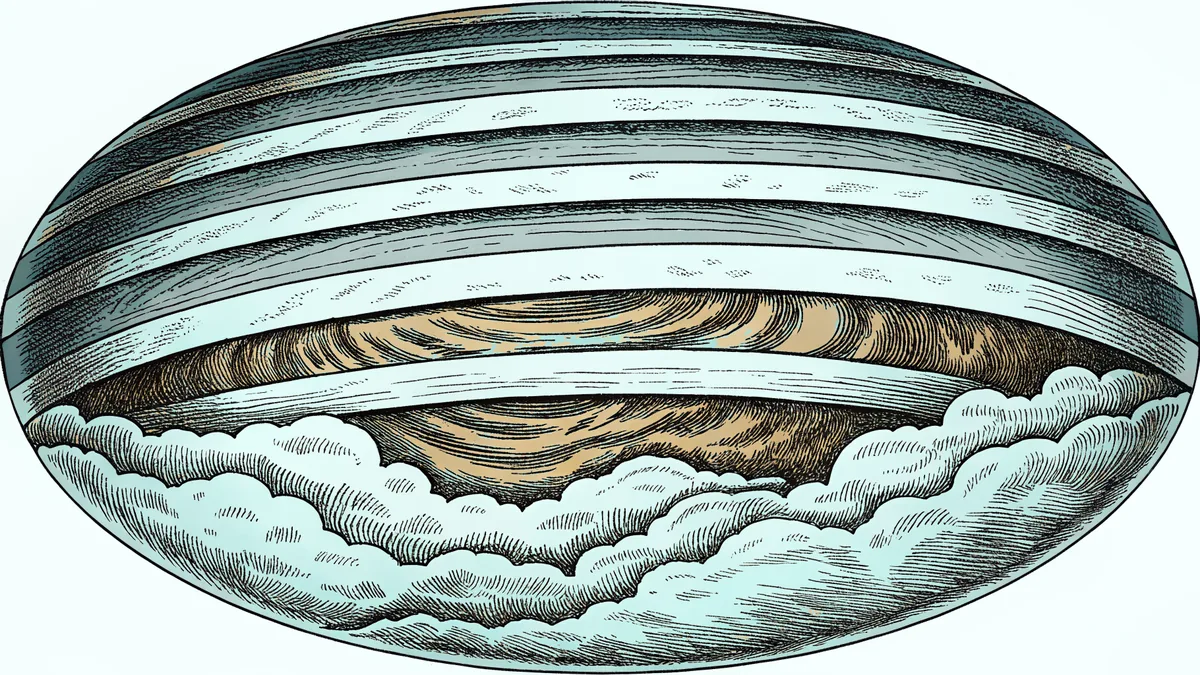 Earth with colored atmospheric layers extending into outer space above