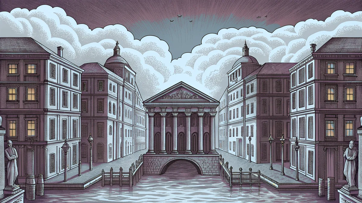 European cityscapes with historic buildings, canals, and architectural landmarks.