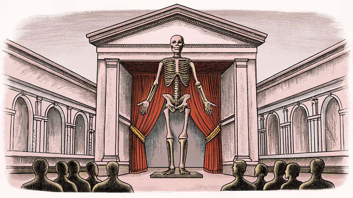 Skeletal model displayed for educational study