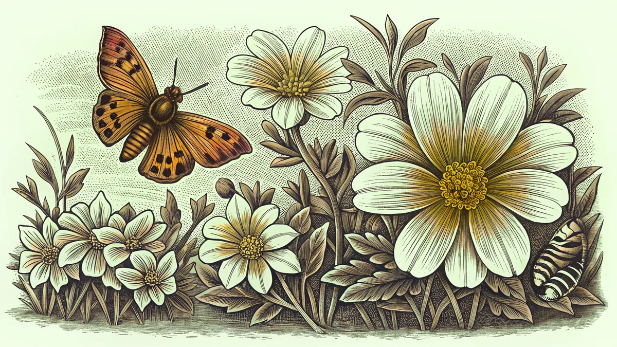 Pollinators visiting garden flowers