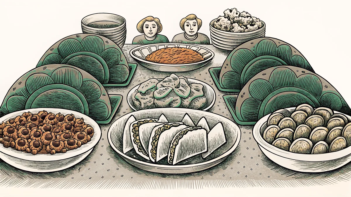 Traditional Mexican dishes arranged on a dining table.