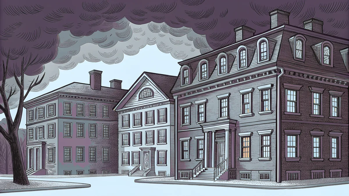 Historic buildings line Benefit Street near Brown University.