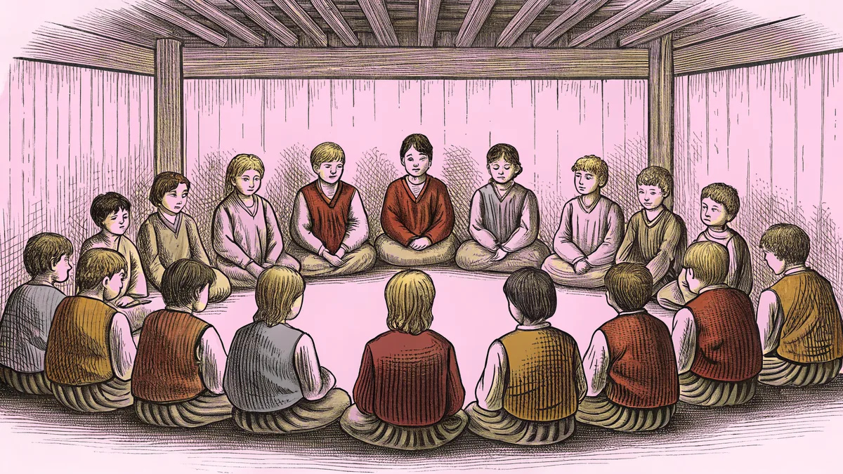 Young people gathering respectfully to listen and share with kindness.