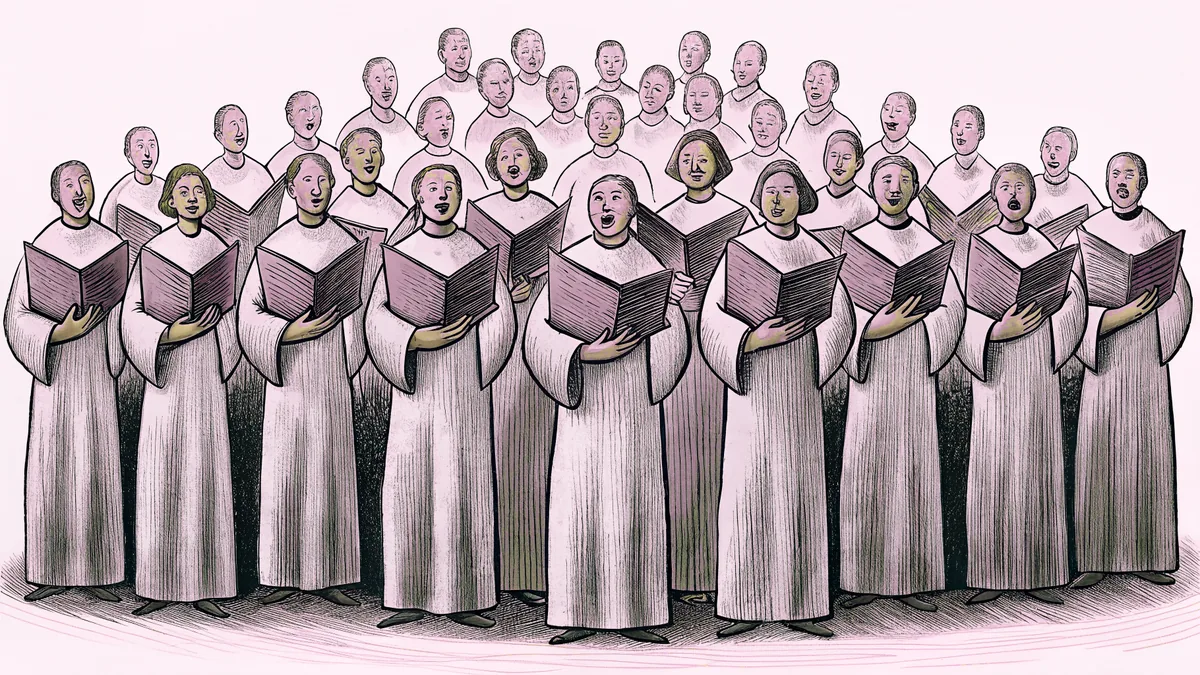 Together in harmony, a choir sings in beautiful unison